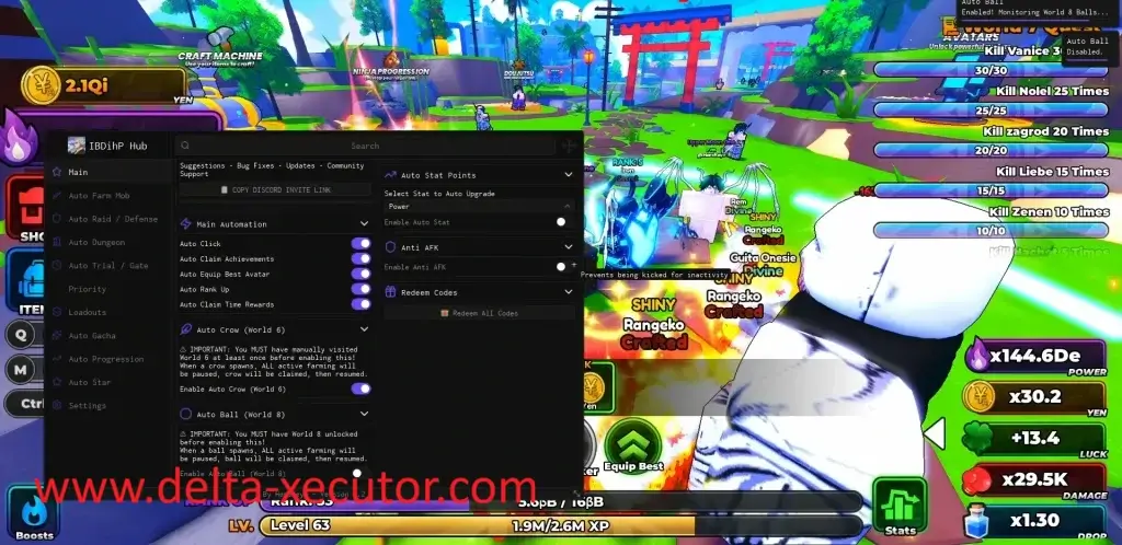 Delta Executor 7 Anime Astral Simulator script running in Delta Executor