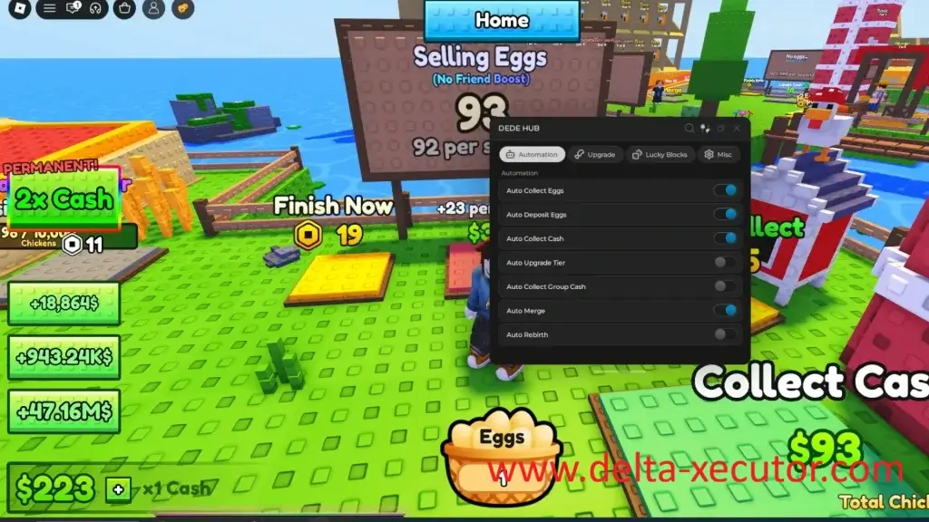 Delta Executor 5 Chicken Farm Script running in Delta Executor
