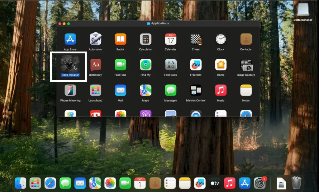 Delta installer placed along with other apps