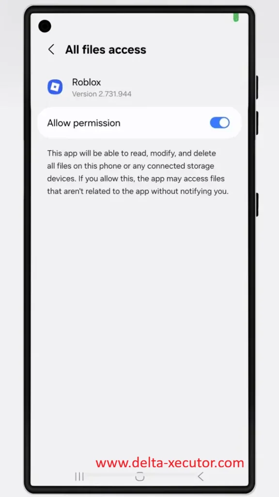Delta Executor 28 Grant the required storage permission to Delta Executor
